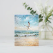 Carte Postale Mouette oiseau marin plage côtière (Debout devant)