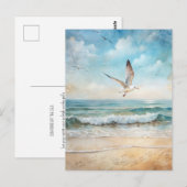 Carte Postale Mouette oiseau marin plage côtière (Devant / Derrière)