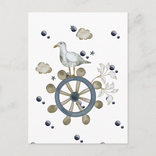 Carte Postale Mouette qui fait de l'auto-stop (Devant)