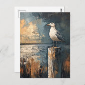 Carte Postale Mouette sur une peinture à l'huile post (Devant / Derrière)