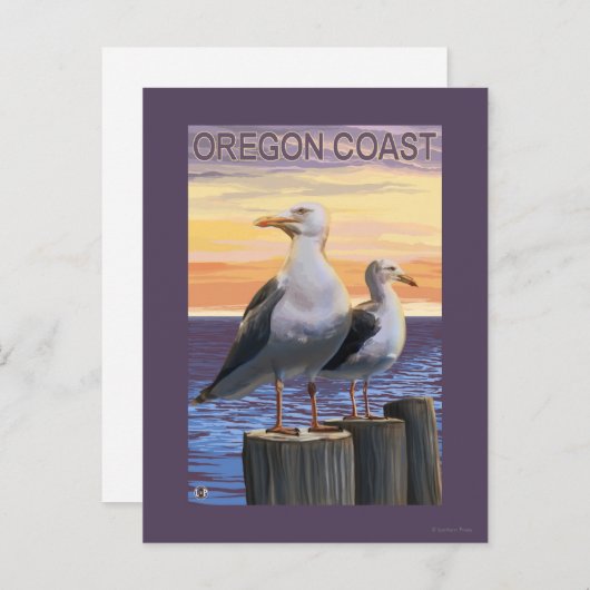 Carte Postale Mouettes de la mer de l'Oregon (Devant / Derrière)