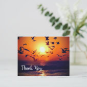 Carte Postale Mouettes en Silhouette sur Fond de Coucher de Sole (Debout devant)