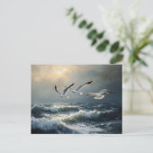 Carte Postale Mouettes Stormy Ocean Fine Art (Debout devant)