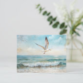 Carte Postale Mouettes volant sur une plage (Debout devant)