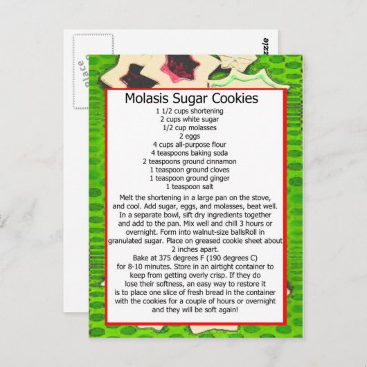 Carte Postale moules biscuits (Devant / Derrière)