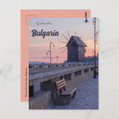 Carte Postale Moulin à vent à Nessebar Bulgarie (Devant / Derrière)