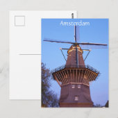 Carte Postale Moulin à vent d'Amsterdam (Devant / Derrière)