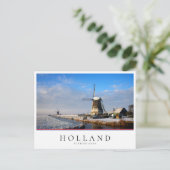 Carte Postale Moulin à vent dans la neige dans un paysage hivern (Debout devant)