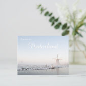 Carte Postale Moulin à vent dans la neige en hiver 'groeten' car (Debout devant)