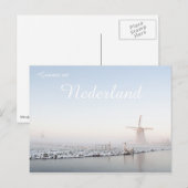 Carte Postale Moulin à vent dans la neige en hiver 'groeten' car (Devant / Derrière)