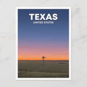 Carte Postale Moulin à vent du Texas sur la vaste prairie de Big