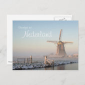 Carte Postale Moulin à vent en hiver au lever du soleil (Devant / Derrière)