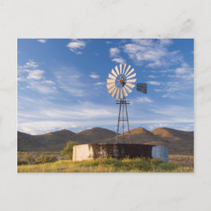 Carte Postale Moulin à vent et barrage dans le Karoo au lever du