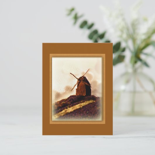 Carte Postale Moulin à vent européen Sepia (Debout devant)