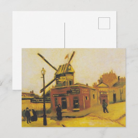 Carte Postale Moulin à vent vintage Van Gogh Paris Tableau (Devant / Derrière)