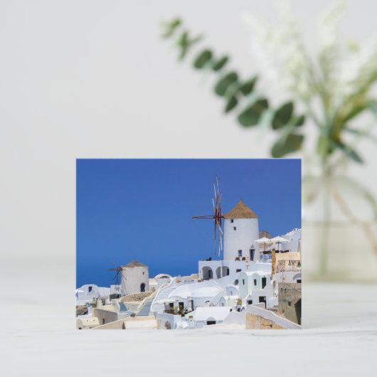 Carte Postale Moulin à vin en Oia, Santorin, Grèce (Debout devant)