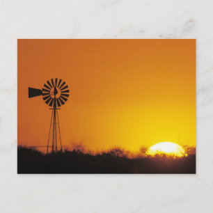 Carte Postale Moulin au coucher du soleil, Sinton, Texas, USA