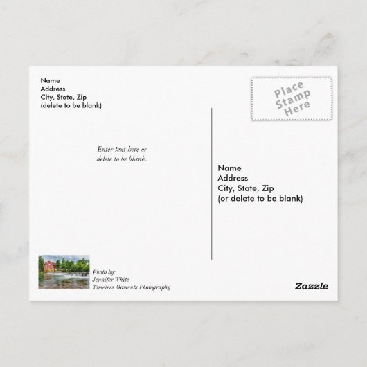 Carte Postale Moulin et cascade de War Eagle Vous manquant (Dos)