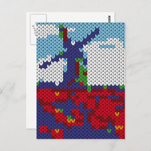 Carte Postale Moulin hollandais en bonnet sur un champ (Devant / Derrière)