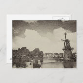 Carte Postale Moulin noir, Haarlem, Pays-Bas (Devant / Derrière)