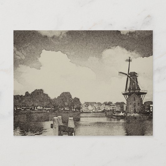 Carte Postale Moulin noir, Haarlem, Pays-Bas (Devant)