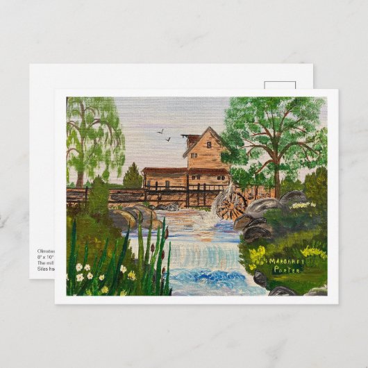 Carte Postale Moulin Olmstead, Comté de Warren, IL c. 1983 MEJP (Devant / Derrière)