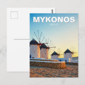 Carte Postale Moulins à vent à Mykonos Grèce Cyclades Voyage (Devant / Derrière)