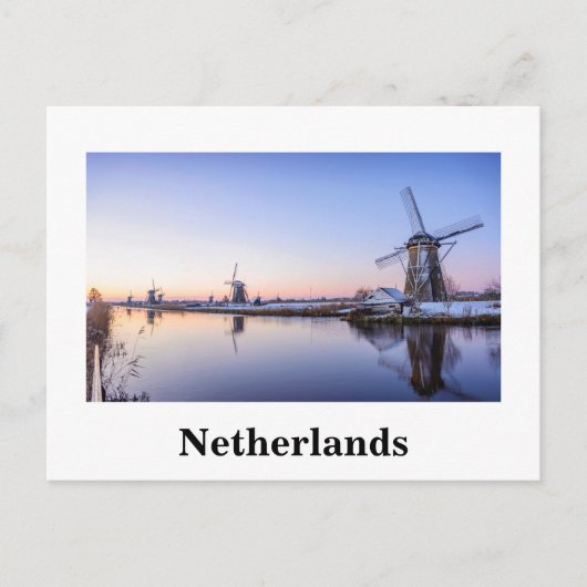 Carte Postale Moulins à vent au lever du soleil en Hollande cart (Devant)