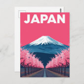 Carte Postale Mount Fuji Cherry Blossom Retro (Devant / Derrière)
