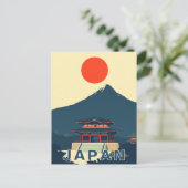 Carte Postale Mount Fuji Japan Pagoda Minimalist Retro (Debout devant)