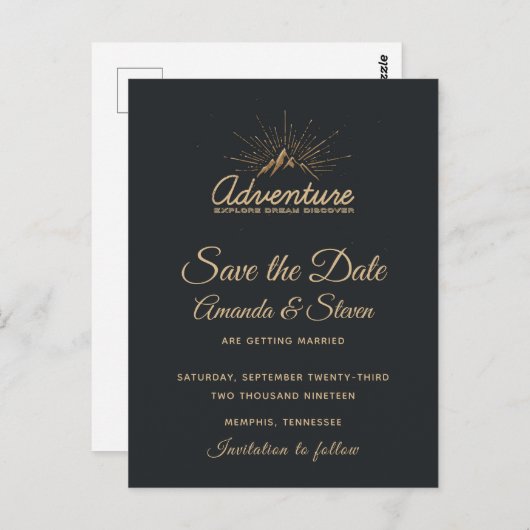 Carte Postale Mountain Adventure Mariage rustique Enregistrer la (Devant / Derrière)