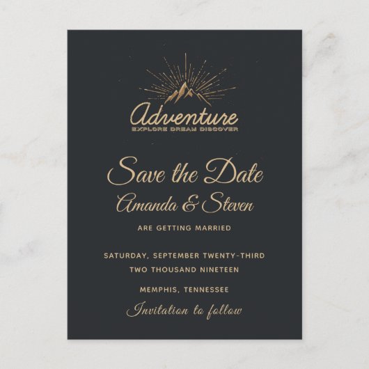 Carte Postale Mountain Adventure Mariage rustique Enregistrer la (Devant)