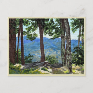 Carte Postale Mountain Edge View Arbres Distant Valley Peaks Art