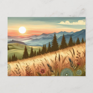 Carte Postale Mountain Forest Hills Country Boho Nature