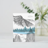 Carte Postale Mountain Lake Lodge Illustration Nature Scenery (Debout devant)