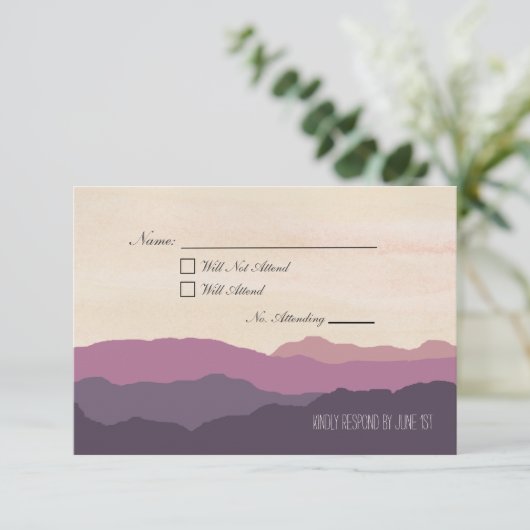 Carte postale "Mountain Range" de mariage RSVP 3.5 (Debout devant)