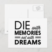 Carte Postale Mourir avec des souvenirs et non avec des rêves (Devant / Derrière)