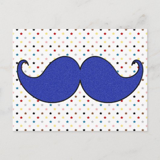 Carte Postale Moustache bleu rétro (Devant)