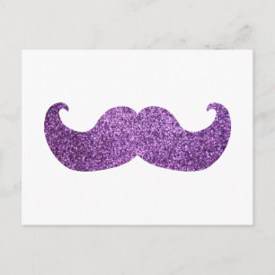 Carte Postale Moustache Bling Violet (Graphique Parties scintill