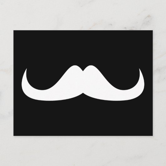 Carte Postale Moustache cool blanc Handlebar sur noir (Devant)