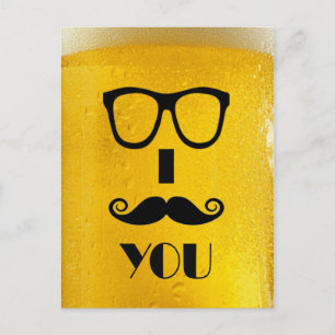 Carte Postale Moustache cool sur une image à effet bière