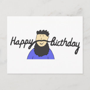 Carte Postale Moustache d'anniversaire pour Hipster avec barbe