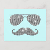 Carte Postale Moustache Diamant Drôle Avec Lunettes (Devant)