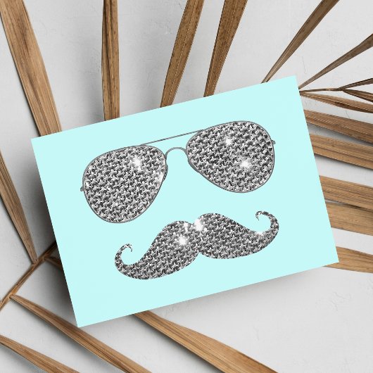 Carte Postale Moustache Diamant Drôle Avec Lunettes