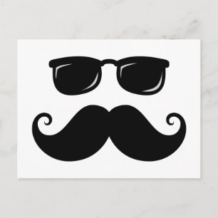 Carte Postale Moustache drôle et lunettes de soleil visage