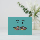 Carte Postale Moustache florale funky (Debout devant)