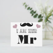 Carte Postale Moustache Mariage Photo Prop Je suis elle Mr. (Debout devant)