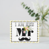 Carte Postale Moustache Mariage Photo Prop Je suis elle Mr. (Debout devant)