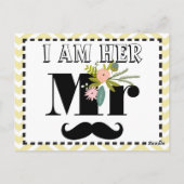 Carte Postale Moustache Mariage Photo Prop Je suis elle Mr. (Dos)