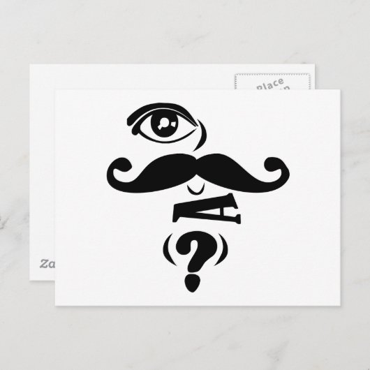 Carte Postale Moustache U d'oeil une question (Devant / Derrière)